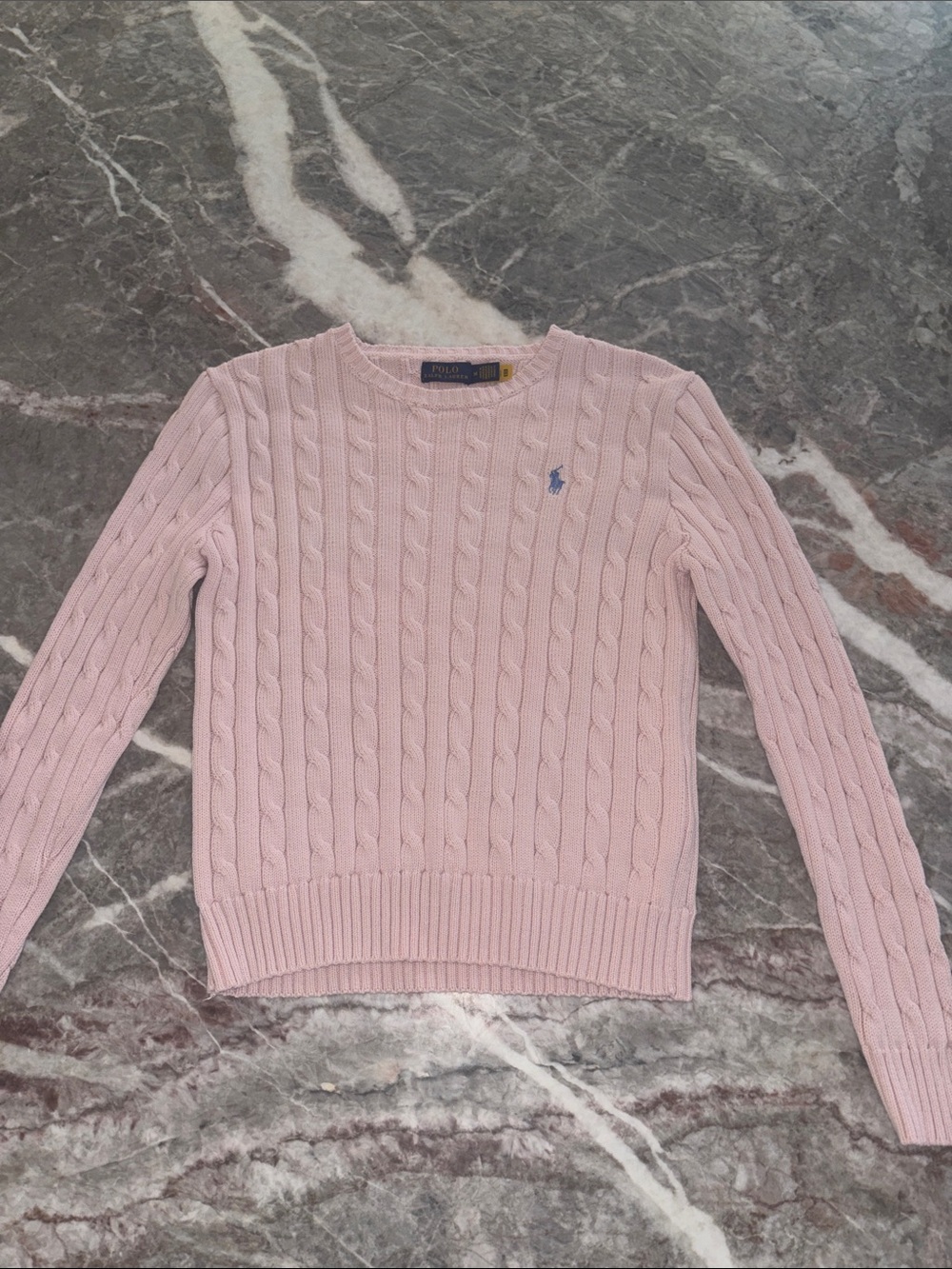 Ralph Lauren Soft Pink Cable Knit Crewneck Sweater